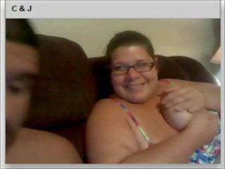 Chatroulette BBW & husband blowjob fuck and creampie