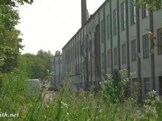 Jeny Smith without panties in abandoned factory. Real sexy advanture