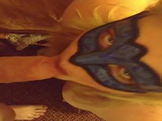 BBW Blonde with mask, initiates first camera appearance